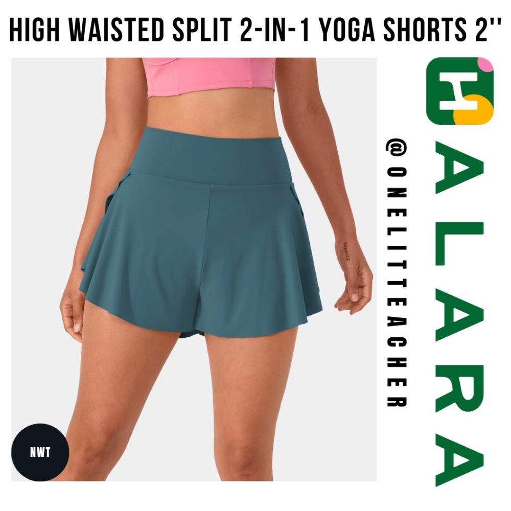 HALARA High Waisted Split 2-in-1 Yoga Shorts NWT